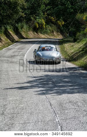 Pesaro Colle San Bartolo , Italy - May 17 - 2018 : Mercedes-benz 300 Sl CoupÉ (w198) 1956 On An Old 
