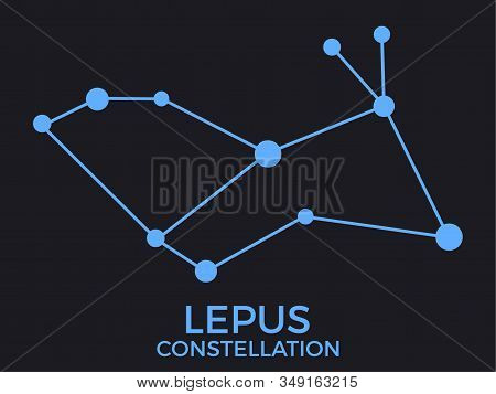 Lepus Constellation. Stars In The Night Sky. Cluster Of Stars And Galaxies. Constellation Of Blue On