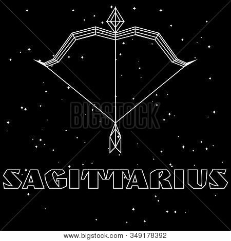 Abstract Polygonal Zodiac Sign Sagittarius On Black Starry Sky Background