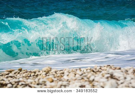 Turquoise Blue And Clear Sea On The Coast Of Albania Between Ksamil And Sarande