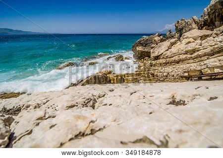 Turquoise Blue And Clear Sea On The Coast Of Albania Between Ksamil And Sarande