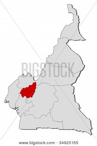 Mappa del Camerun, West ha evidenziato