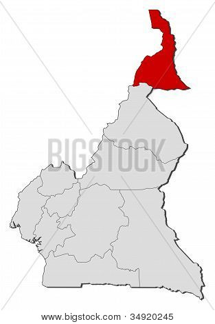Mappa del Camerun, a nord ha evidenziato