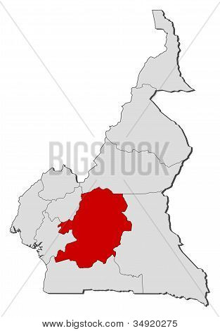 Mappa del Camerun, centro evidenziato