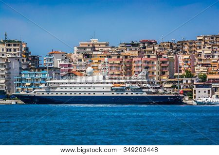 Sarande, Albania - August 06, 2014. Ferry Boat On The Coast
