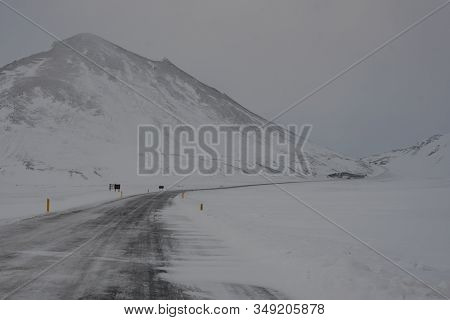 The Ring Road Near Modrudalur In North Iceland On A Cold Winter Day