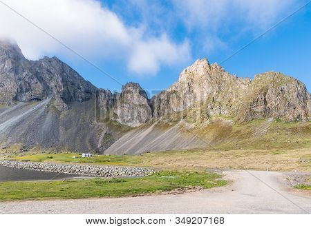Mountain Eystrahorn In East Iceland On A Sunny Summer Day