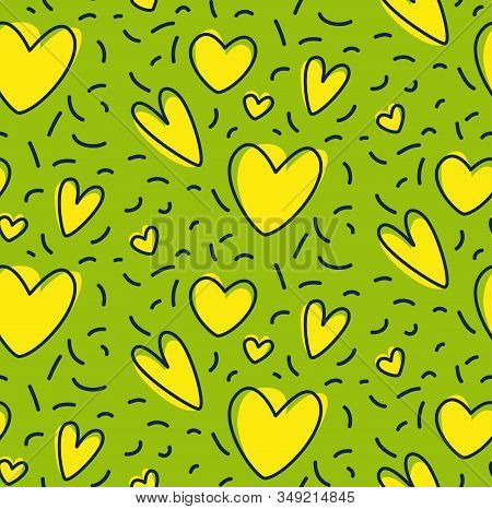 Stylish Drawings Of The Heart. Contour Hearts. Seamless Pattern. Vector Illustration