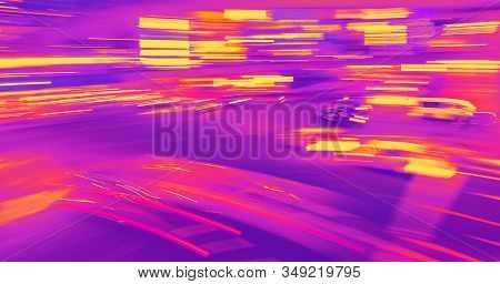 Abstract Blurred View Of People And Traffic Crossing A Busy Intersection In Shibuya, Tokyo, Japan Sy