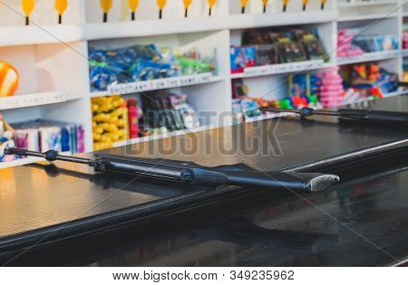 Rifles In Shooting Range In Amusement Park.