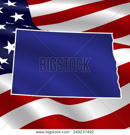 United States, Noth Dakota. On Usa Flag