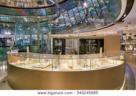 BERLIN, GERMANY - CIRCA SEPTEMBER, 2019: assorted  jewelry on display at Galeries Lafayette in Berlin.