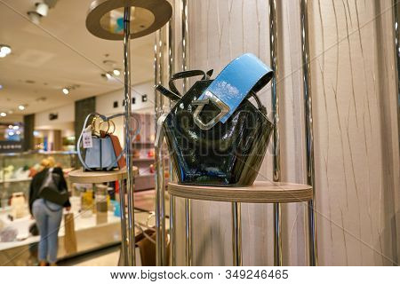 BERLIN, GERMANY - CIRCA SEPTEMBER, 2019: Danse Lente handbag on display at Galeries Lafayette in Berlin.