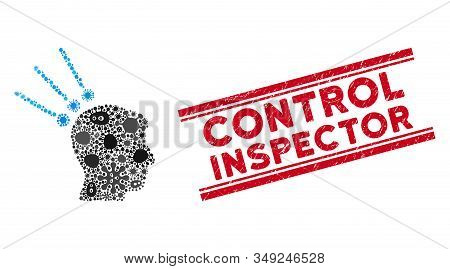 Outbreak Collage Head Test Connectors Icon And Red Control Inspector Stamp Between Double Parallel L