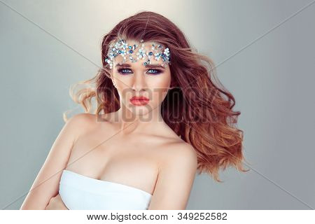Close Up Portrait Of Serious, Confident Woman Looking At You Camera, Proud, Sell Important. Isolated