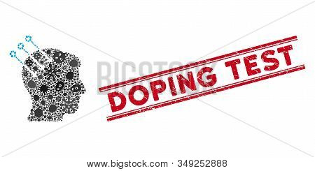 Infectious Collage Neural Interface Connectors Icon And Red Doping Test Seal Stamp Between Double Pa