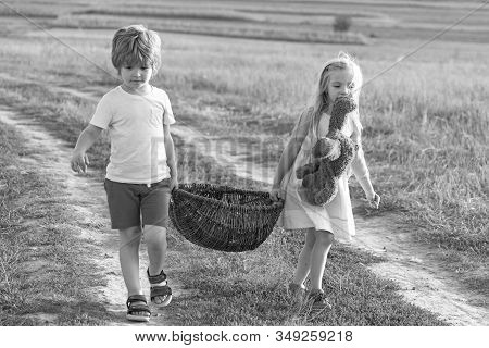 Summer At Countryside. Eco Farm For Kids. Eco Life. Nature And Children Lifestyle. Summer Leisure. C