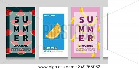 Summer Brochure Design Layout For Social Media, Greeting Cards. Frame With Fruit Elements. Able To U