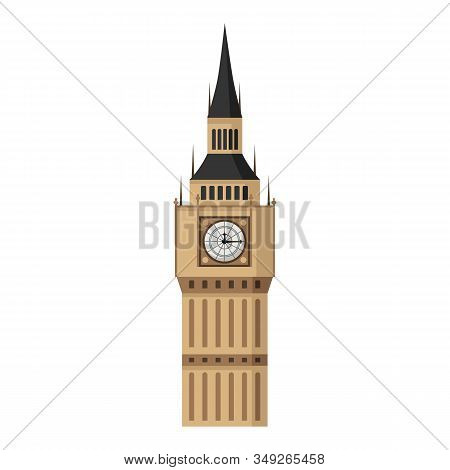 Big Ben Tower In Flat Style Isolated On A White Background.
