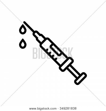 Black Line Icon For Syringe-injection Syringe Injection Painlessly Treatment Medical Vaccination Nee
