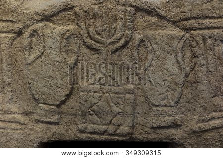 The Ancient Magdala Stone Located In A 1st Century Synagogue Dig Located In The Village Of Magdala I