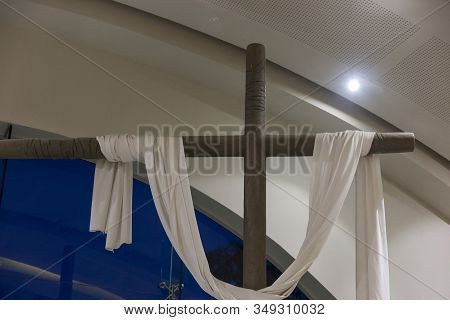 Migdal Haemek, Israel, January 26, 2020: The Altar In The Church In Magdala On The Galilee Lake (tib