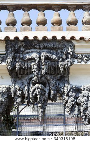 Prague, Czech Republic - Aprril 30, 2017 : Dripstone Wall In  Wallenstein Palace. It Is A 17th Centu