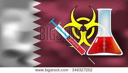 Virus Or Bacteria Infection Threat To Qatar Vector Medical Concept Illustration - Biohazard Sign Wit