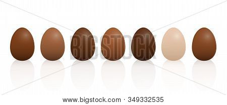 Easter Eggs With Different Chocolate Taste. Dark, Light And Milk Chocolate. Isolated 3d Vector Illus