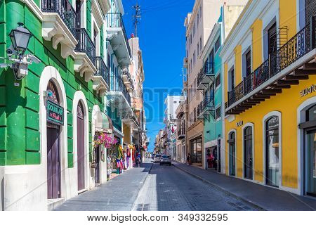 San Juan, Puerto Rico - February 20, 2018: San Juan Serves As A Major Tourist Hub To The Rest Of The