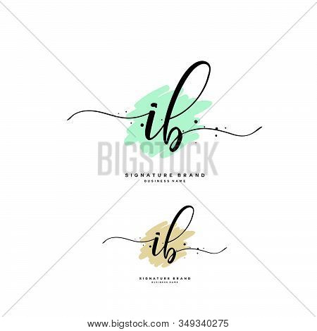 I B Ib Initial Letter Handwriting And  Signature Logo. A Concept Handwriting Initial Logo With Templ
