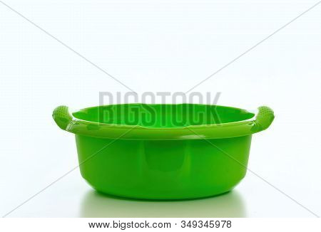 Cleaning Washbowl Green Color Isolated Against White Background,