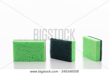 Cleaning Sponges Isolated Against White Background.