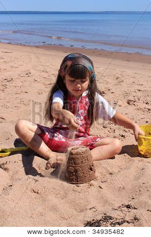 Bambina in spiaggia In P.e.i