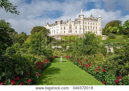 Sutherland, Scotland - September 15, 2018: Dunrobin Castle The Family Seat Of The Earl Of Sutherland