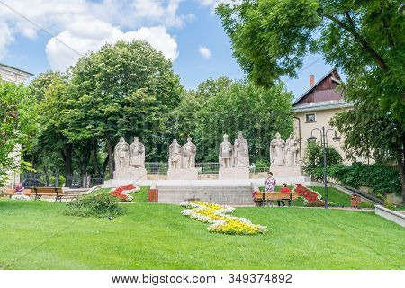 Iasi, Romania - August 6, 2019: Voievozilor Statue And Park In  Iasi, Romania. Voievozilor Statue An