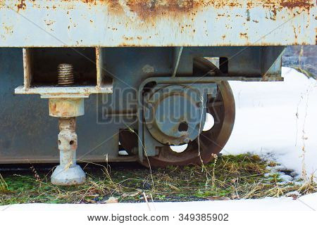 Rusty Wheels Of Old Steam Train, Train Vagon