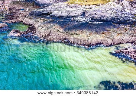 Aerial View Of The Beach And Caves At Maghera Beach Near Ardara, County Donegal - Ireland
