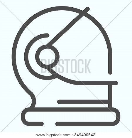 Astronauts Helmet Line Icon. Cosmonaut Casque With Protective Glass. World Space Week Design Concept
