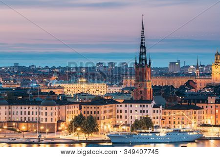 Stockholm, Sweden - June 29, 2019: Scenic View Of Stockholm Skyline At Summer Evening. Famous Popula