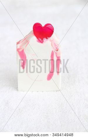 Valentine Heart Soap On A White Towel