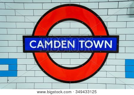 London, Uk - May 17, 2019. Camden Town Tube Sign. Metro Subway Station In London - Camden Town.