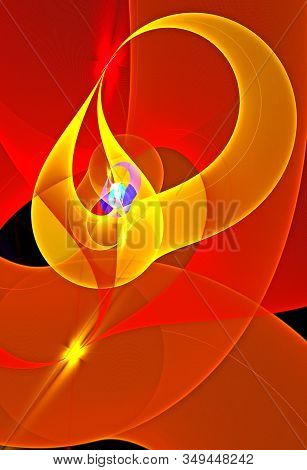 Abstract, Fractal, Computer-generated Image Of Multi-colored Geometric Shapes, Curves And Lines Rese