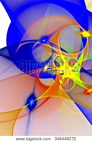 Abstract, Fractal, Computer-generated Image Of Multi-colored Geometric Shapes, Curves And Lines Rese
