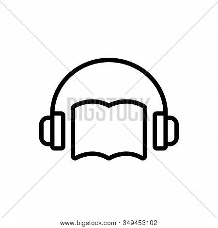 Black Line Icon For Audio-book Audio Book Listen Headphone Audioguide Playlist Sound Textbook  Conce