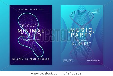 Music Poster. Dynamic Fluid Shape And Line. Wavy Concert Invitation Set. Neon Music Poster. Electro 