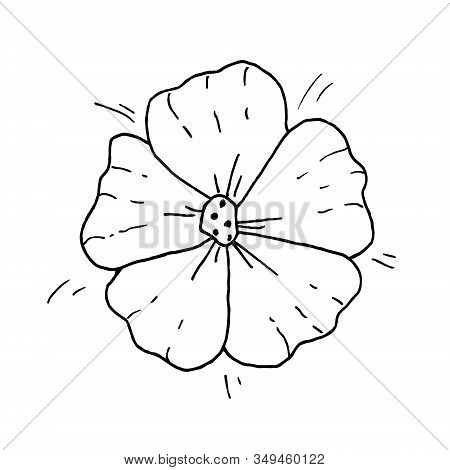 Doodle Flower Icon Pancy. Hand Drawn Line Brush Element For Wedding, Birthday, Greeting Cards Or Pri