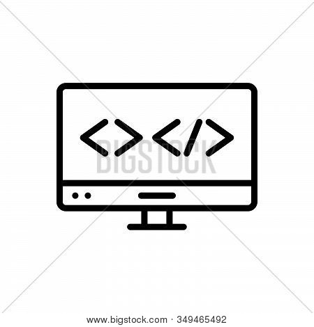 Black Line Icon For Web-coding Metadata Programmer Script Technology Website Javascript Html Develop