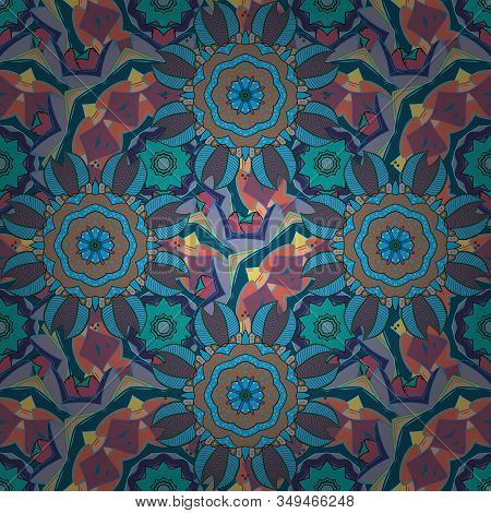 Floral Background. Vector Illustration. Flowers Sketch. Colorful Seamless Pattern. In Cute Textile S