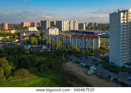 Lobnya, Moscow Region - August 31, 2019: Aerial View Of The Residential Buildings Of The City Of Lob